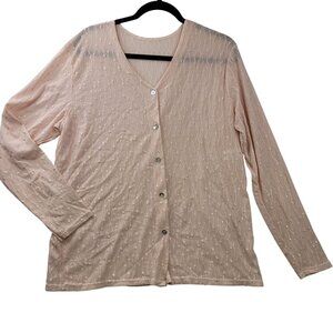 Shoulders To Go Blush Semi-Sheer Button-Down Cardigan M/L Blush Vintage Deadstoc